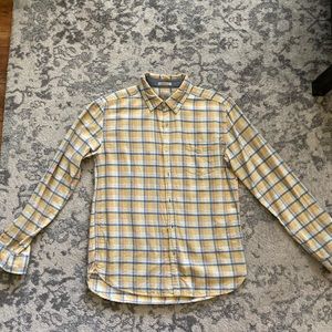Yellow Plaid Flannel Button Down Medium Slim Fit